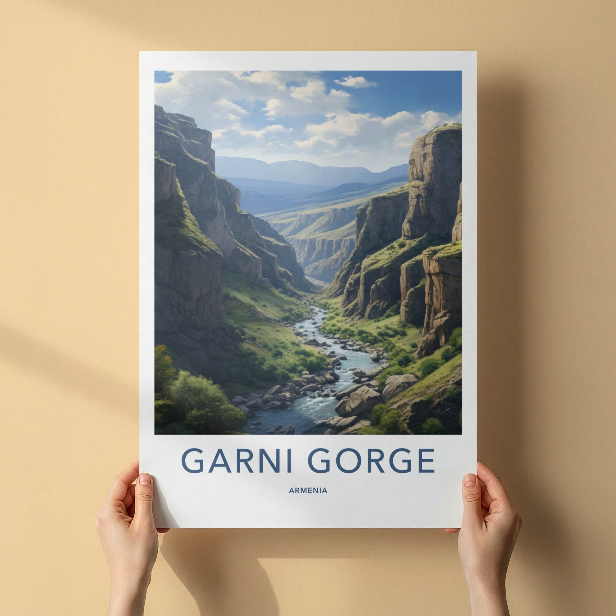Garni Gorge Poster - Armenia Travel Art - Deep River Canyon Wall Decor