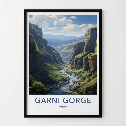 Garni Gorge Poster - Armenia Travel Art - Deep River Canyon Wall Decor