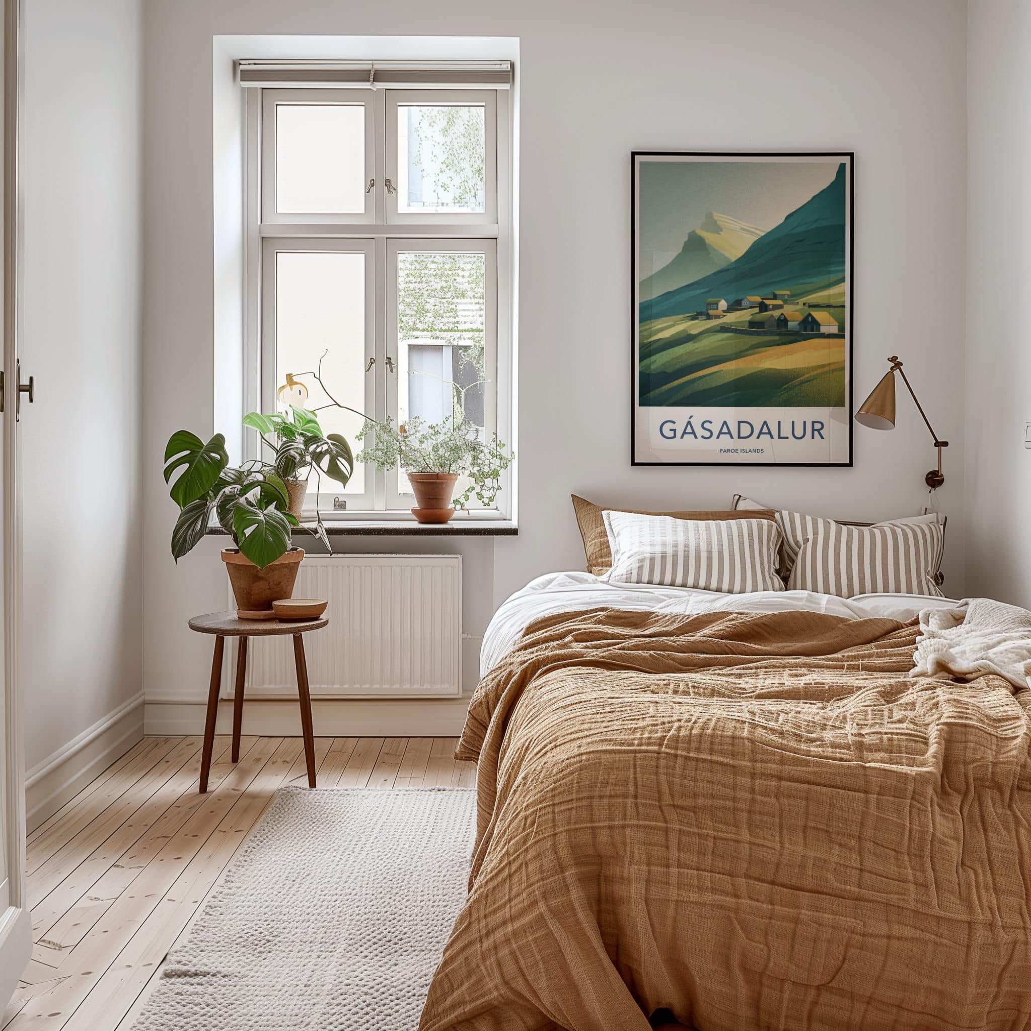 Gasadalur Poster - Faroe Islands Travel Art - Grassy Roof Village Home Decor