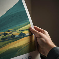 Gasadalur Poster - Faroe Islands Travel Art - Grassy Roof Village Home Decor