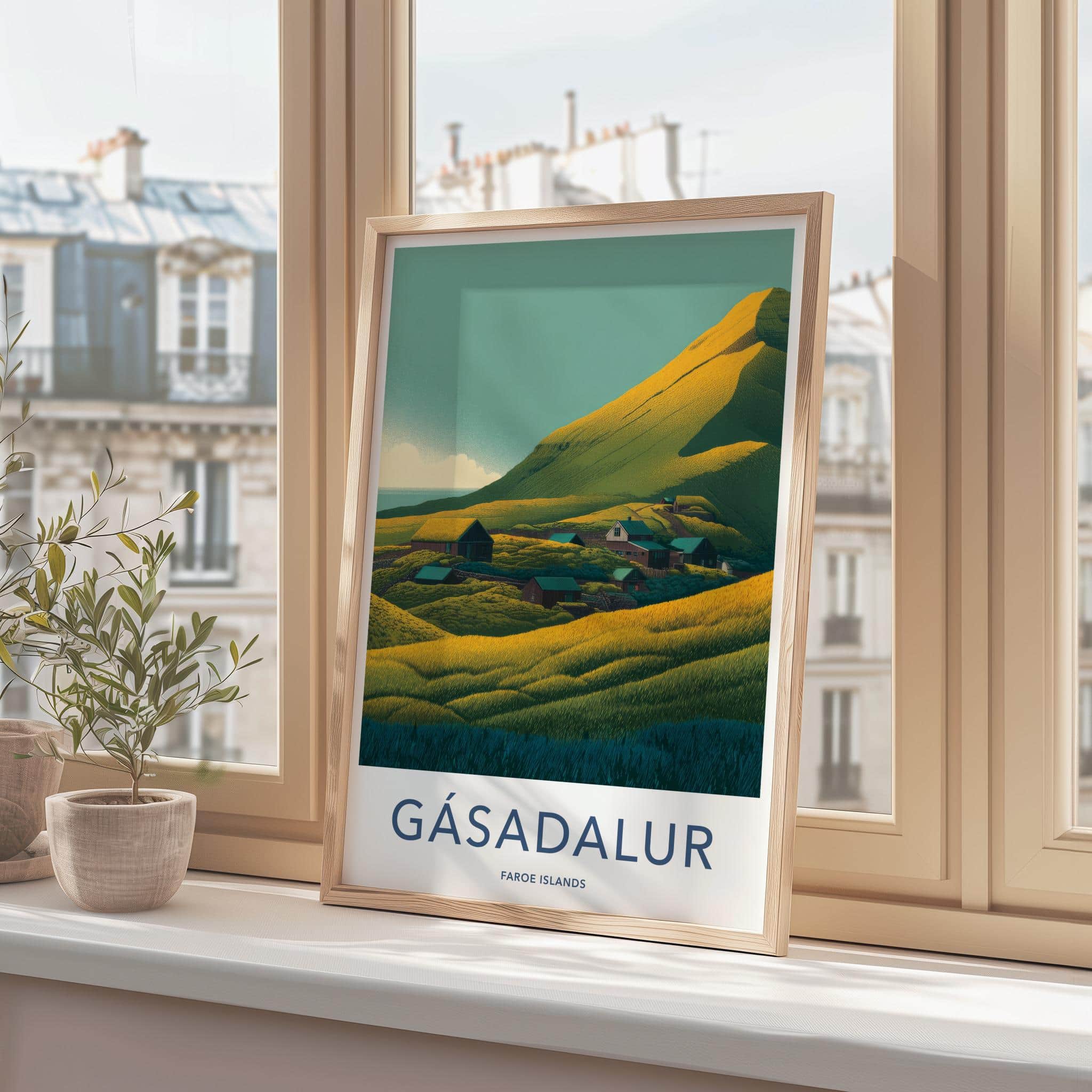 Gasadalur Poster - Faroe Islands Travel Art - Green Hills Village Home Decor