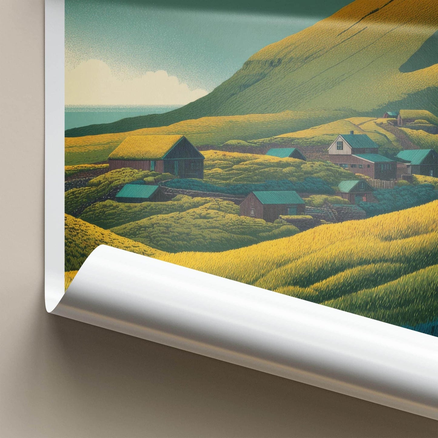Gasadalur Poster - Faroe Islands Travel Art - Green Hills Village Home Decor