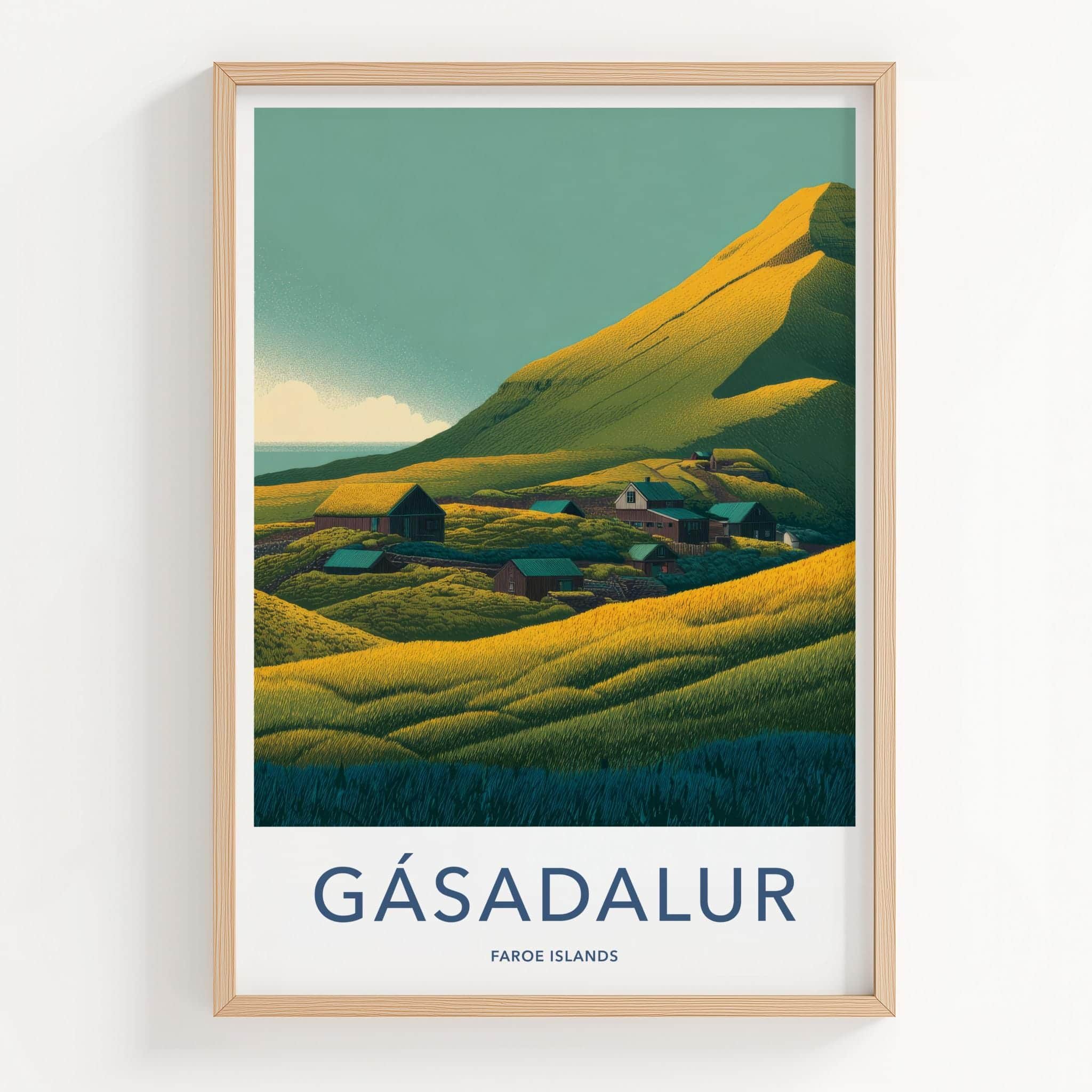 Gasadalur Poster - Faroe Islands Travel Art - Green Hills Village Home Decor