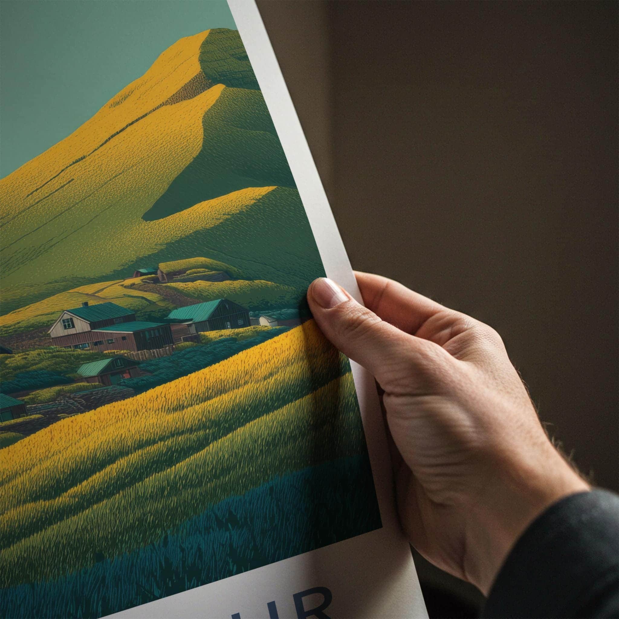 Gasadalur Poster - Faroe Islands Travel Art - Green Hills Village Home Decor