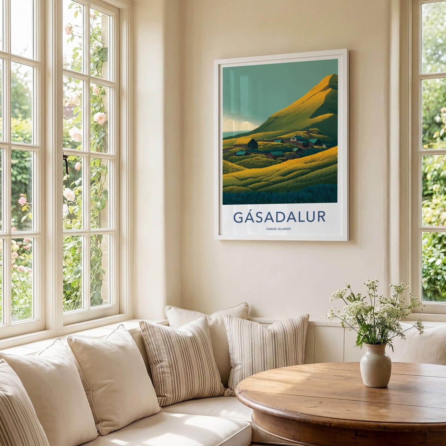 Gasadalur Poster - Faroe Islands Travel Art - Green Hills Village Home Decor