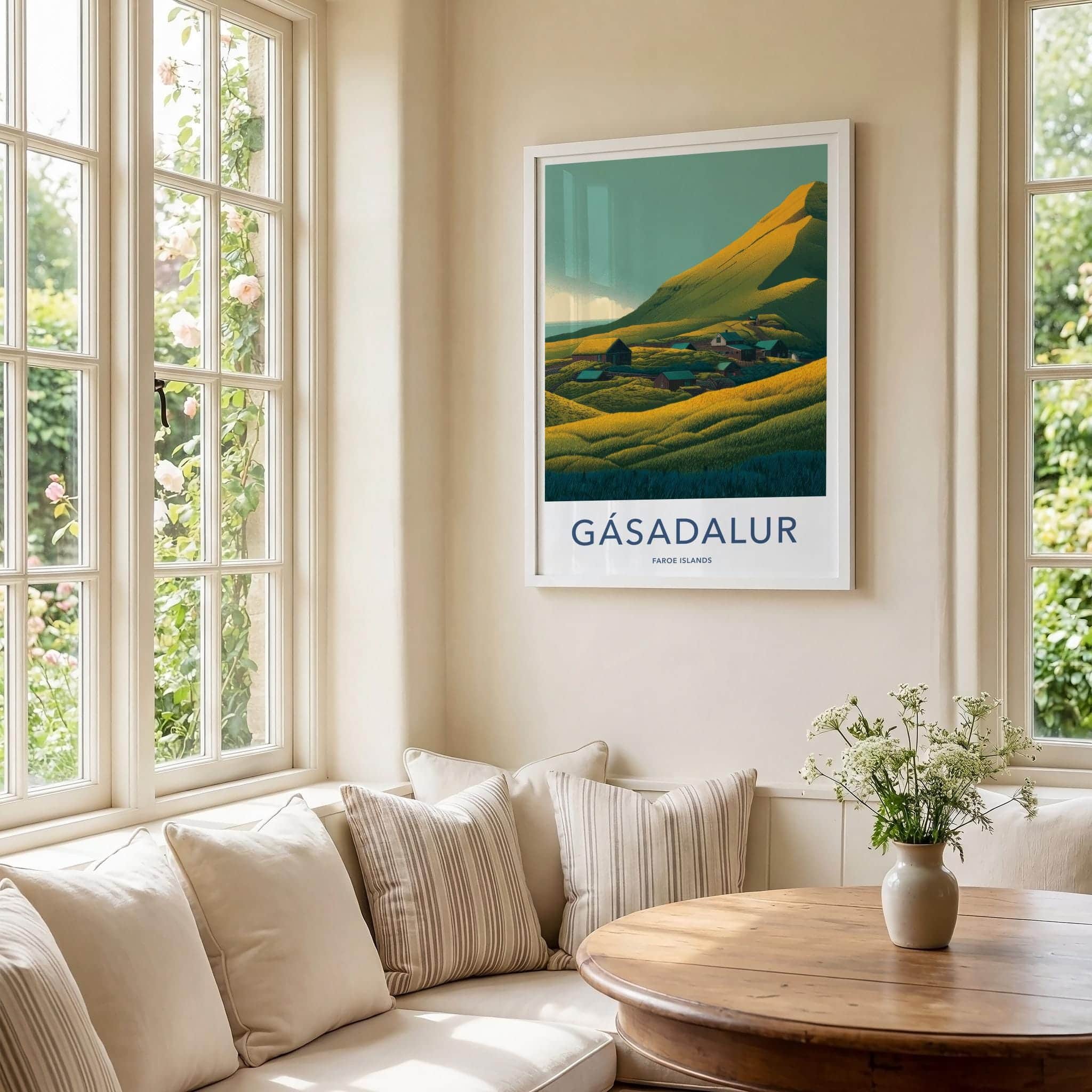 Gasadalur Poster - Faroe Islands Travel Art - Green Hills Village Home Decor