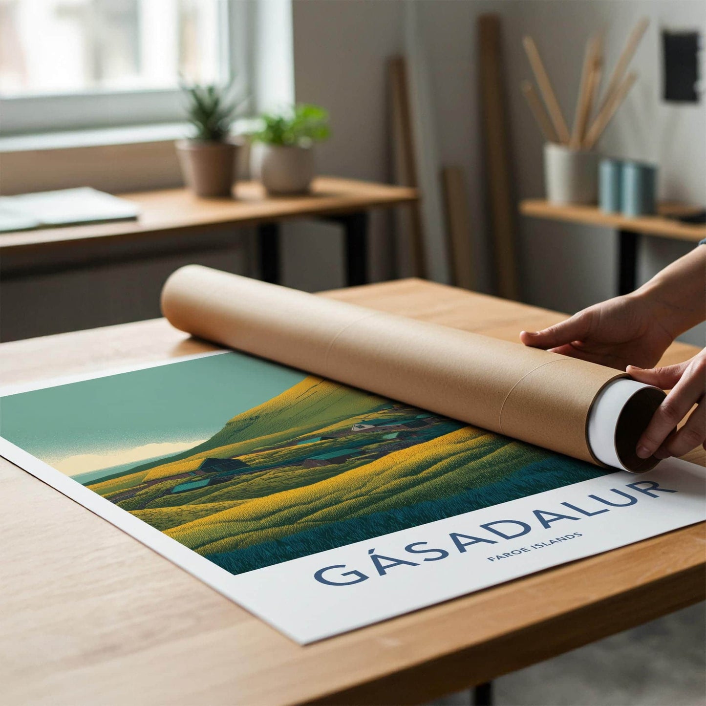 Gasadalur Poster - Faroe Islands Travel Art - Green Hills Village Home Decor