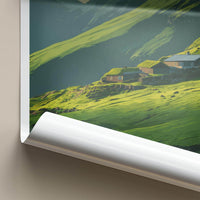 Gasadalur Poster - Faroe Islands Travel Art - Green Hillside Homes Home Decor