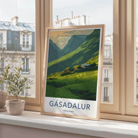 Gasadalur Poster - Faroe Islands Travel Art - Green Hillside Homes Home Decor