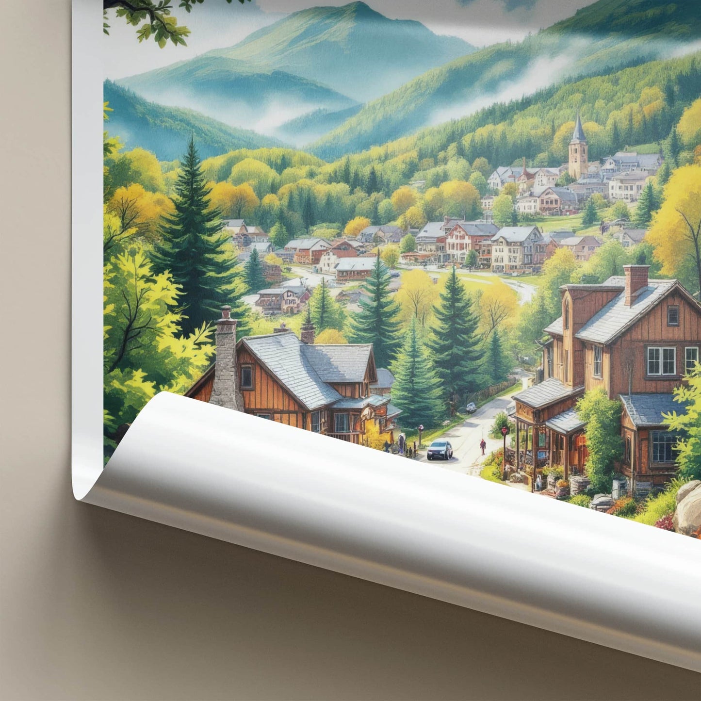 Gatlinburg Poster - Tennessee Travel Art - Autumn Mountain Town Wall Decor