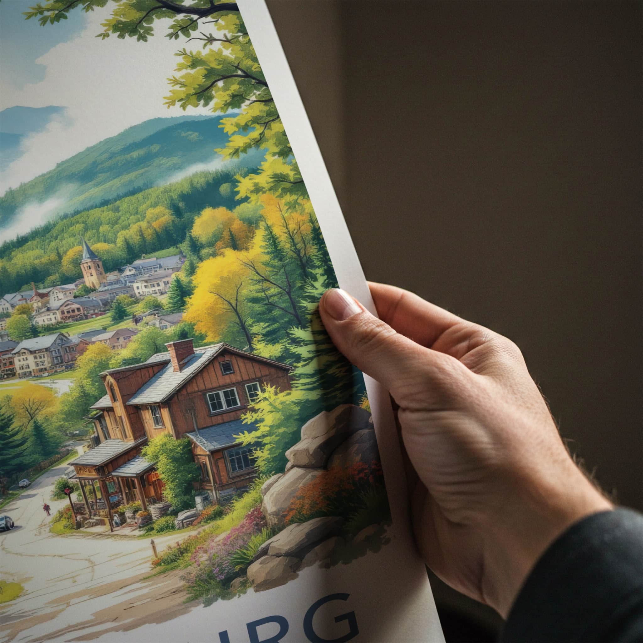 Gatlinburg Poster - Tennessee Travel Art - Autumn Mountain Town Wall Decor