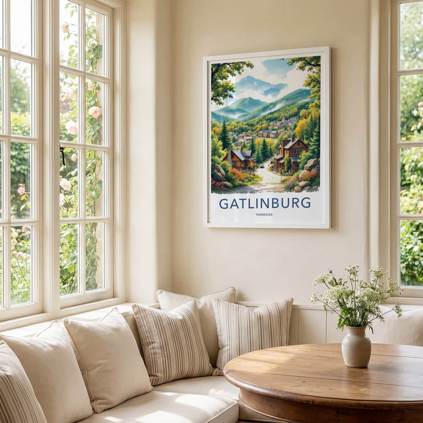 Gatlinburg Poster - Tennessee Travel Art - Autumn Mountain Town Wall Decor