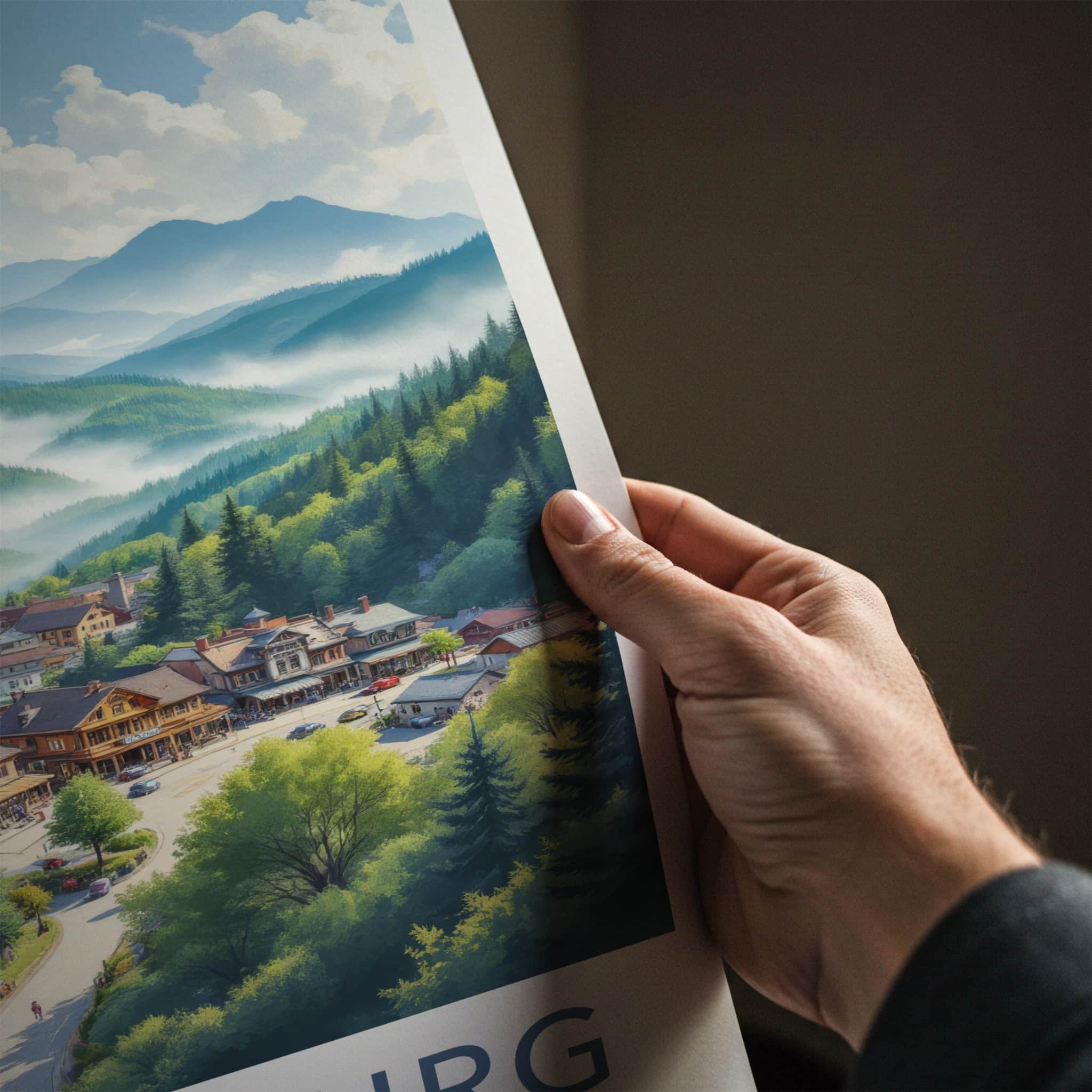 Gatlinburg Poster - Tennessee Travel Art - Smoky Mountains Town Wall Decor