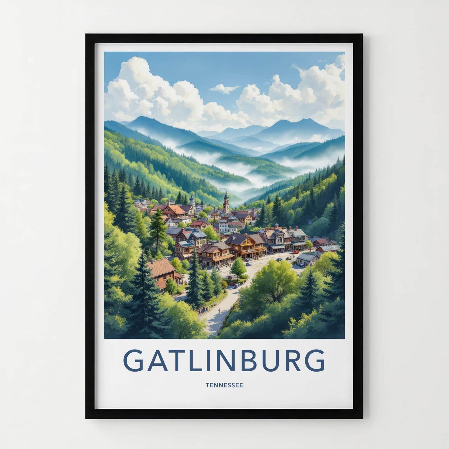 Gatlinburg Poster - Tennessee Travel Art - Smoky Mountains Town Wall Decor