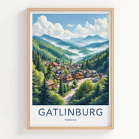 Gatlinburg Poster - Tennessee Travel Art - Smoky Mountains Town Wall Decor