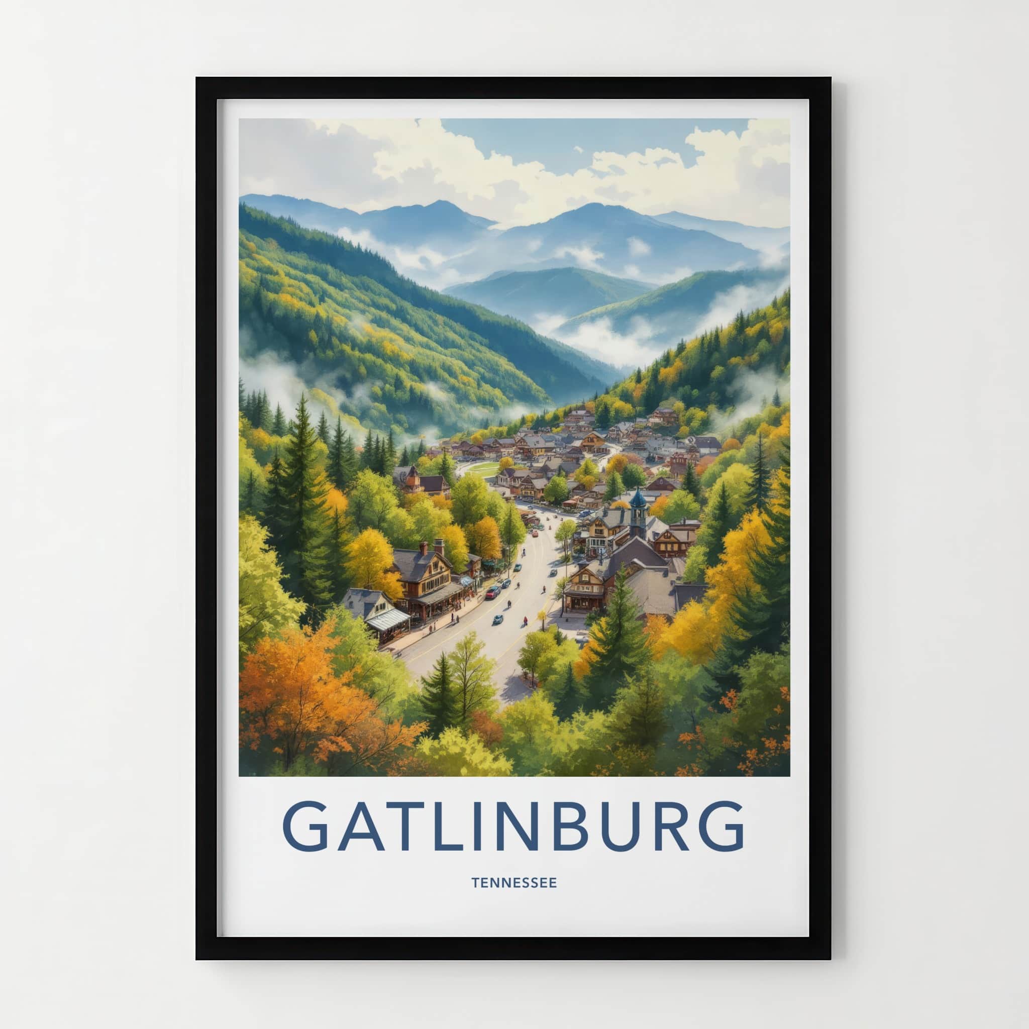 Gatlinburg Poster - Tennessee Wall Art - Autumn Mountain Town Home Decor