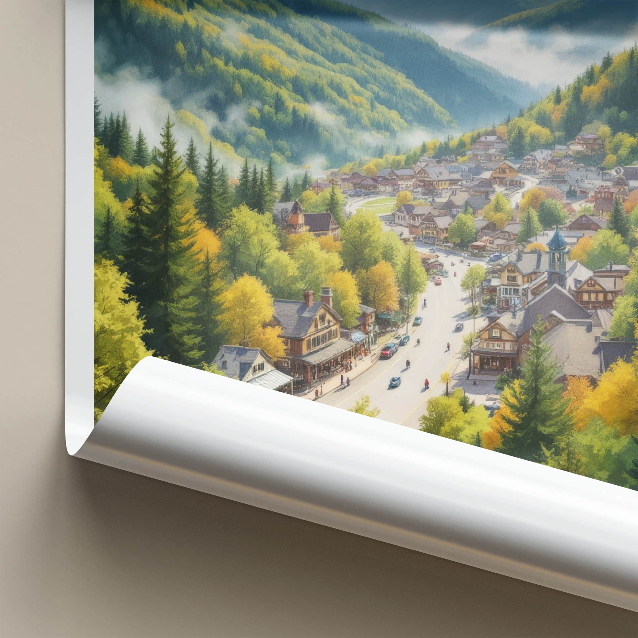 Gatlinburg Poster - Tennessee Wall Art - Autumn Mountain Town Home Decor