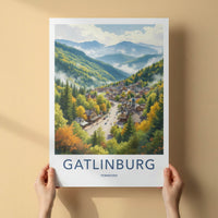 Gatlinburg Poster - Tennessee Wall Art - Autumn Mountain Town Home Decor