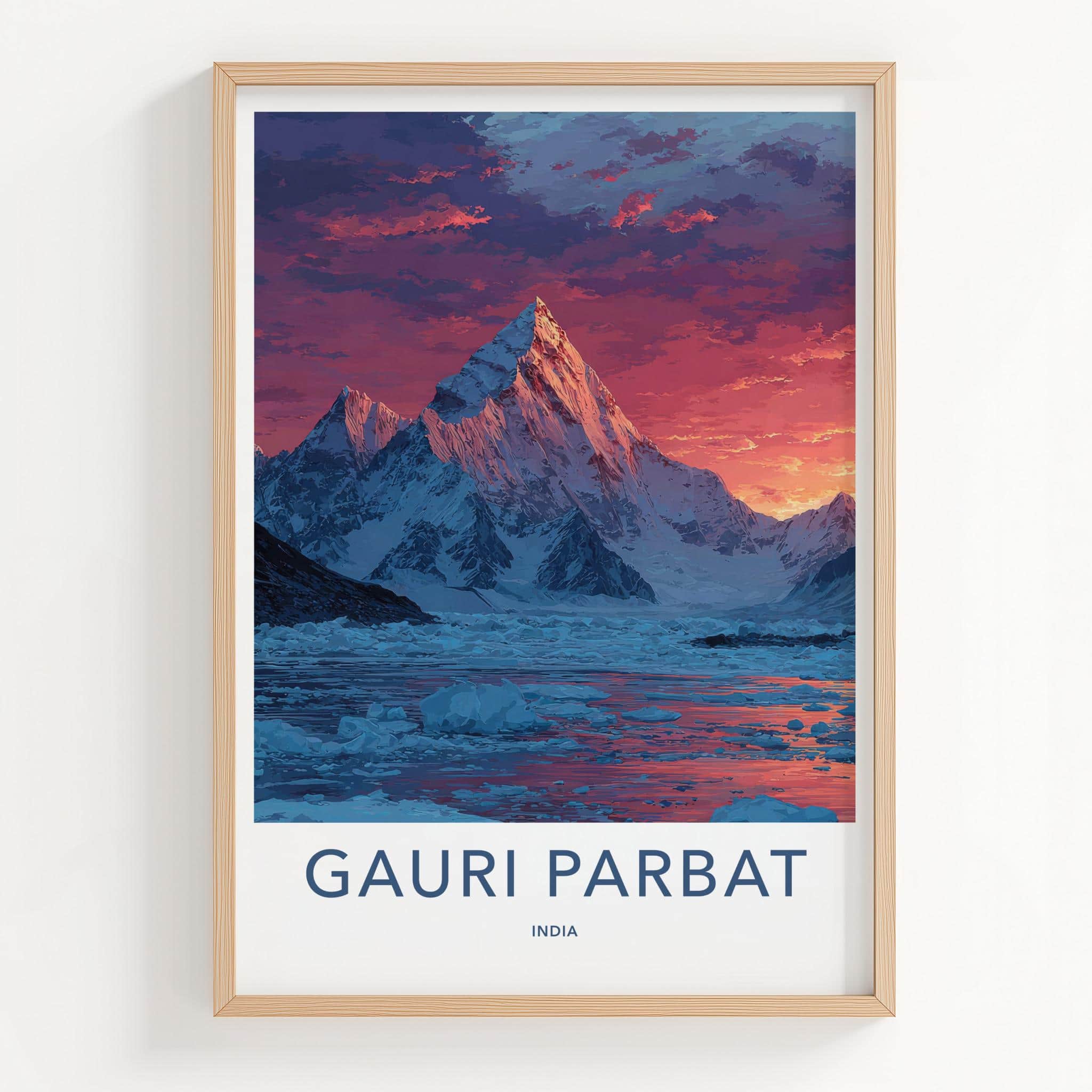 Gauri Parbat Poster - India Fine Art - Uttarakhand Alpenglow Mountain Lake Gift
