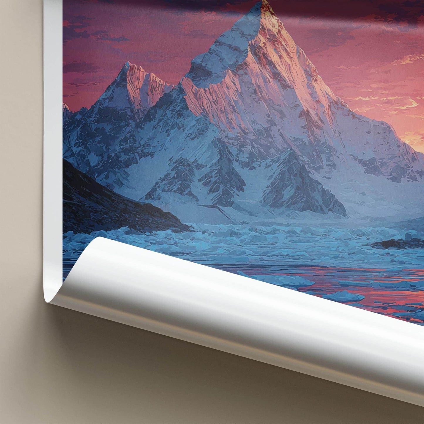 Gauri Parbat Poster - India Fine Art - Uttarakhand Alpenglow Mountain Lake Gift