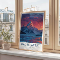 Gauri Parbat Poster - India Fine Art - Uttarakhand Alpenglow Mountain Lake Gift