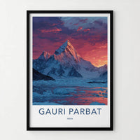 Gauri Parbat Poster - India Fine Art - Uttarakhand Alpenglow Mountain Lake Gift