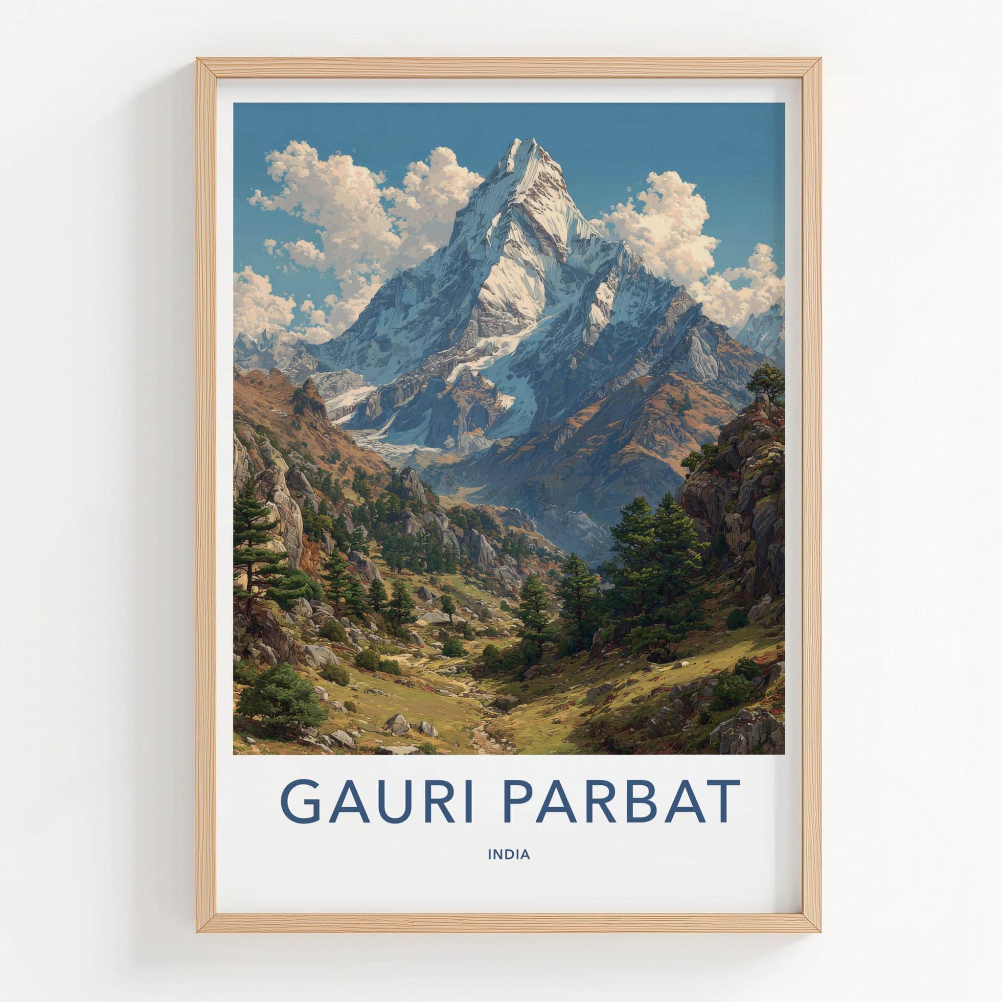 Gauri Parbat Poster - India Framed Print - Uttarakhand Snowy Peak Framed Decor