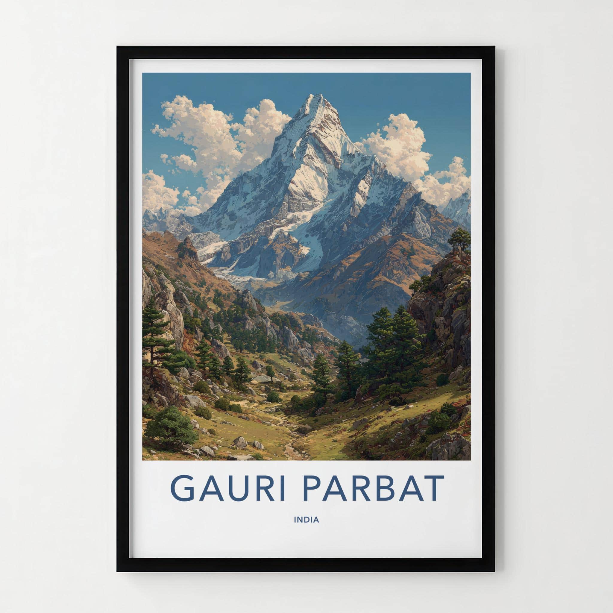 Gauri Parbat Poster - India Framed Print - Uttarakhand Snowy Peak Framed Decor