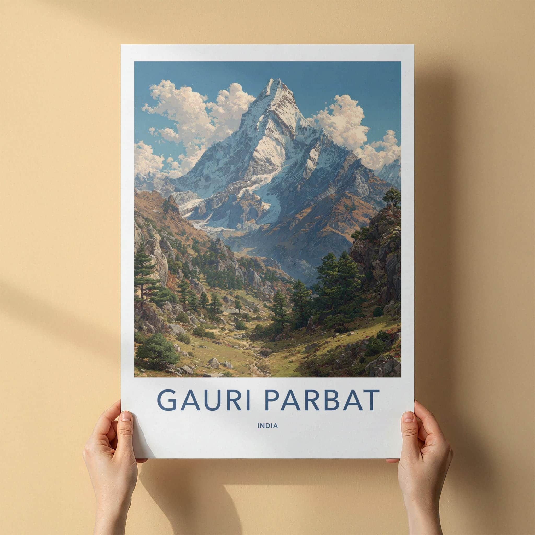 Gauri Parbat Poster - India Framed Print - Uttarakhand Snowy Peak Framed Decor