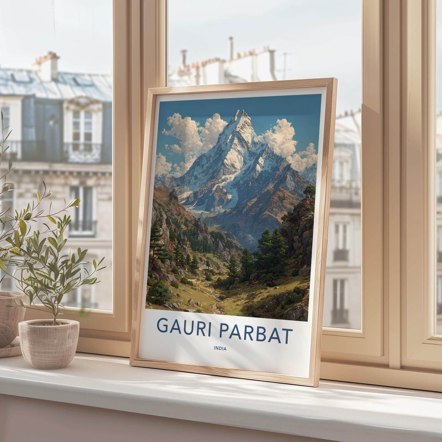 Gauri Parbat Poster - India Framed Print - Uttarakhand Snowy Peak Framed Decor