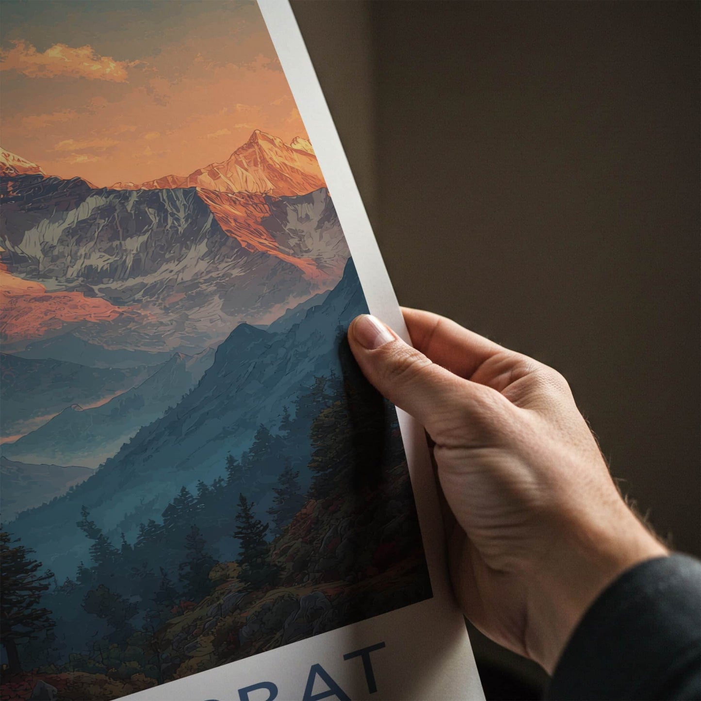 Gauri Parbat Poster - India Travel Art - Uttarakhand Snowy Peak Wall Decor