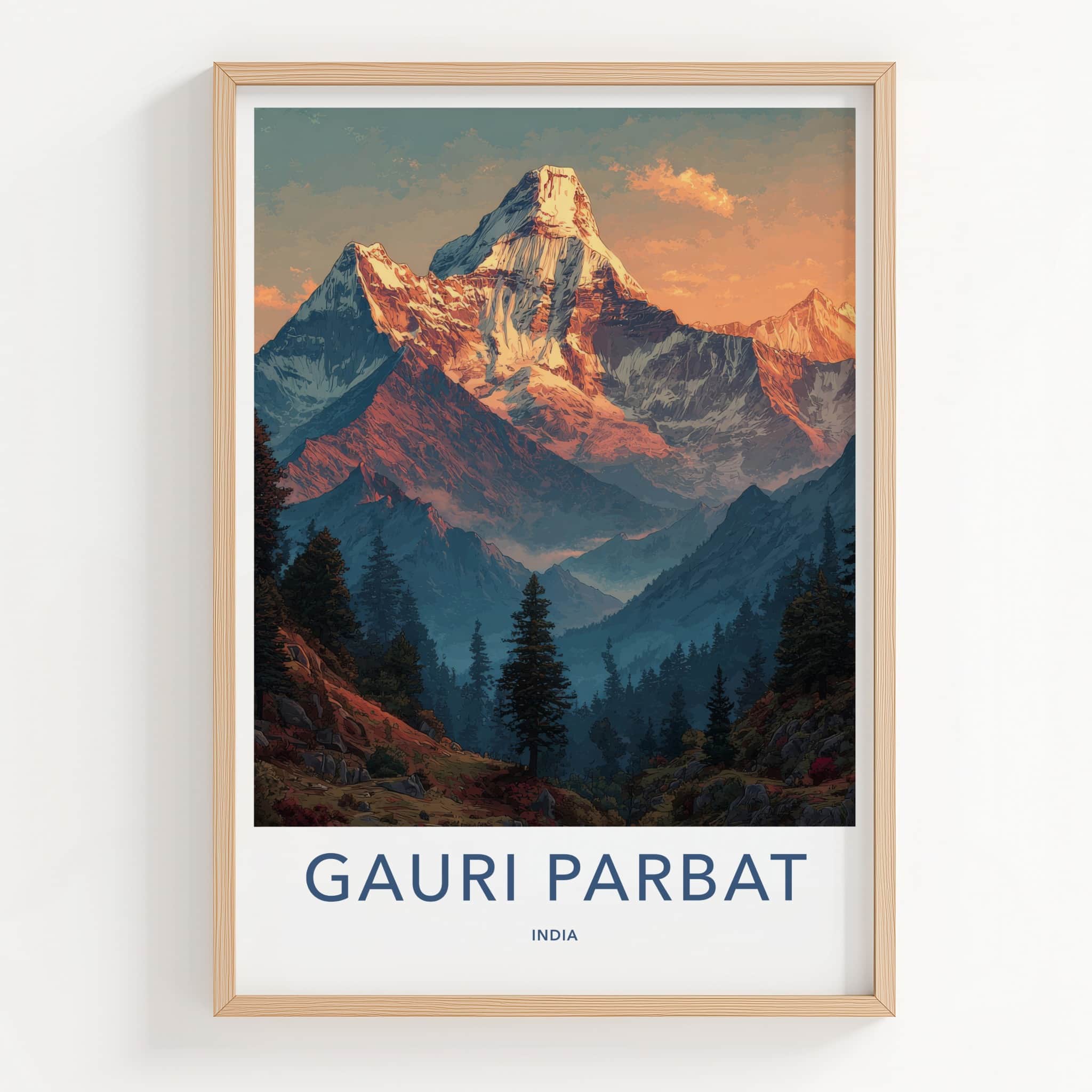 Gauri Parbat Poster - India Travel Art - Uttarakhand Snowy Peak Wall Decor