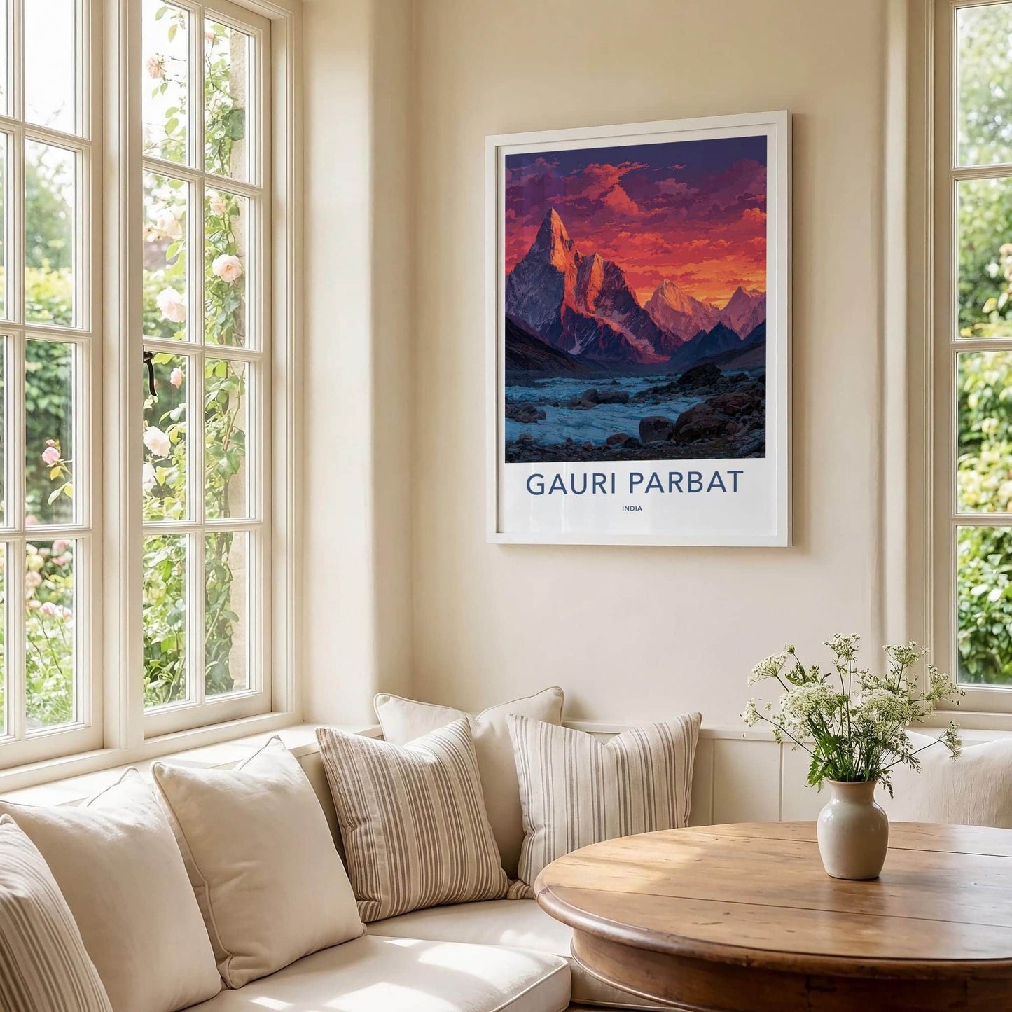 Gauri Parbat Poster - India Wall Art - Uttarakhand Fiery Sunset Home Decor