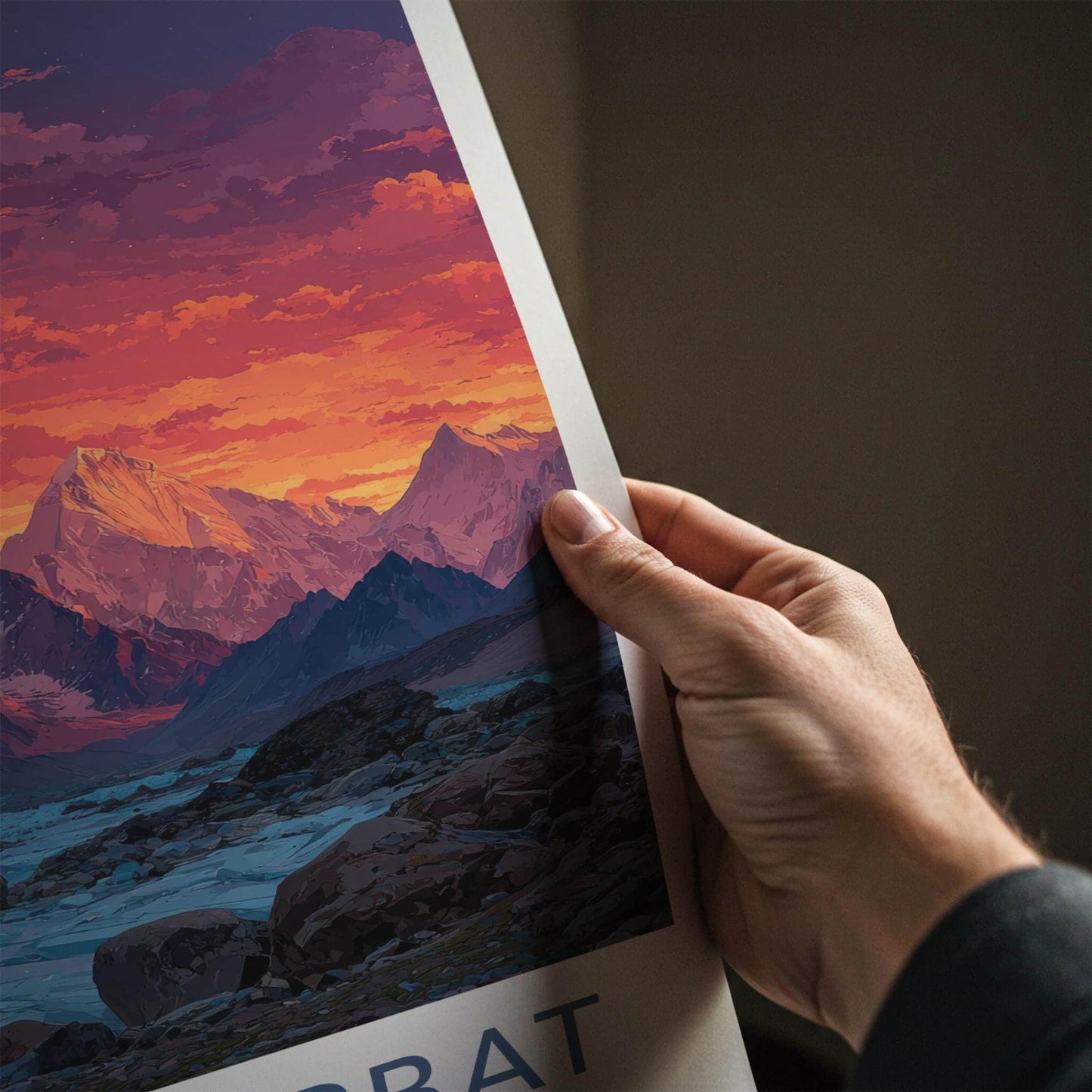 Gauri Parbat Poster - India Wall Art - Uttarakhand Fiery Sunset Home Decor