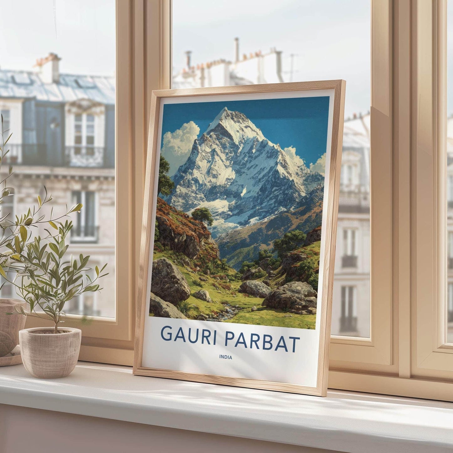 Gauri Parbat Poster - India Wall Art - Uttarakhand snowy peak view Gift