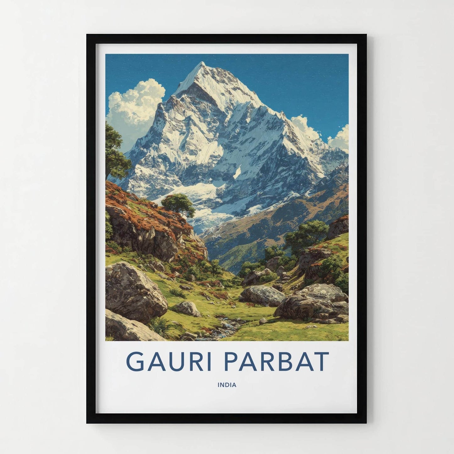 Gauri Parbat Poster - India Wall Art - Uttarakhand snowy peak view Gift