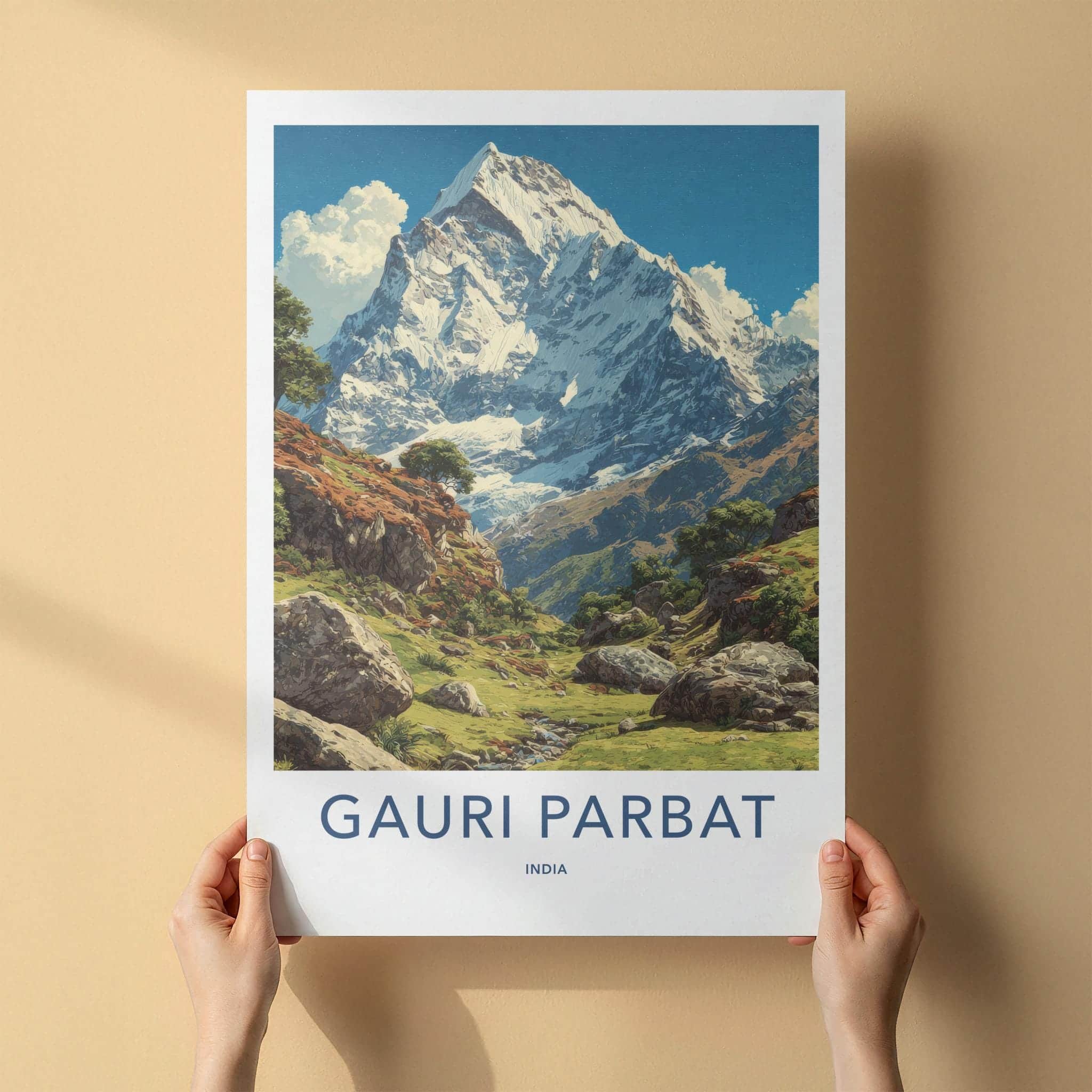 Gauri Parbat Poster - India Wall Art - Uttarakhand snowy peak view Gift