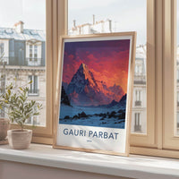 Gauri Parbat Poster - India Wall Art - Uttarakhand Vibrant Mountain Sunset Home Decor