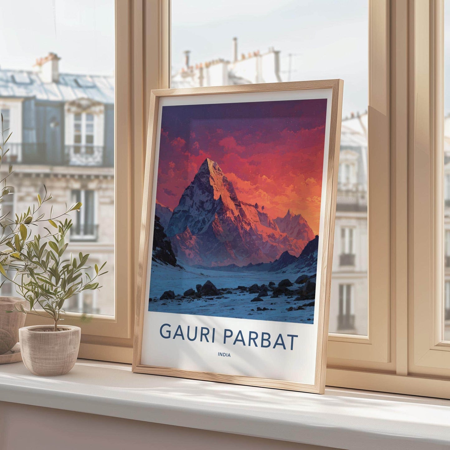 Gauri Parbat Poster - India Wall Art - Uttarakhand Vibrant Mountain Sunset Home Decor