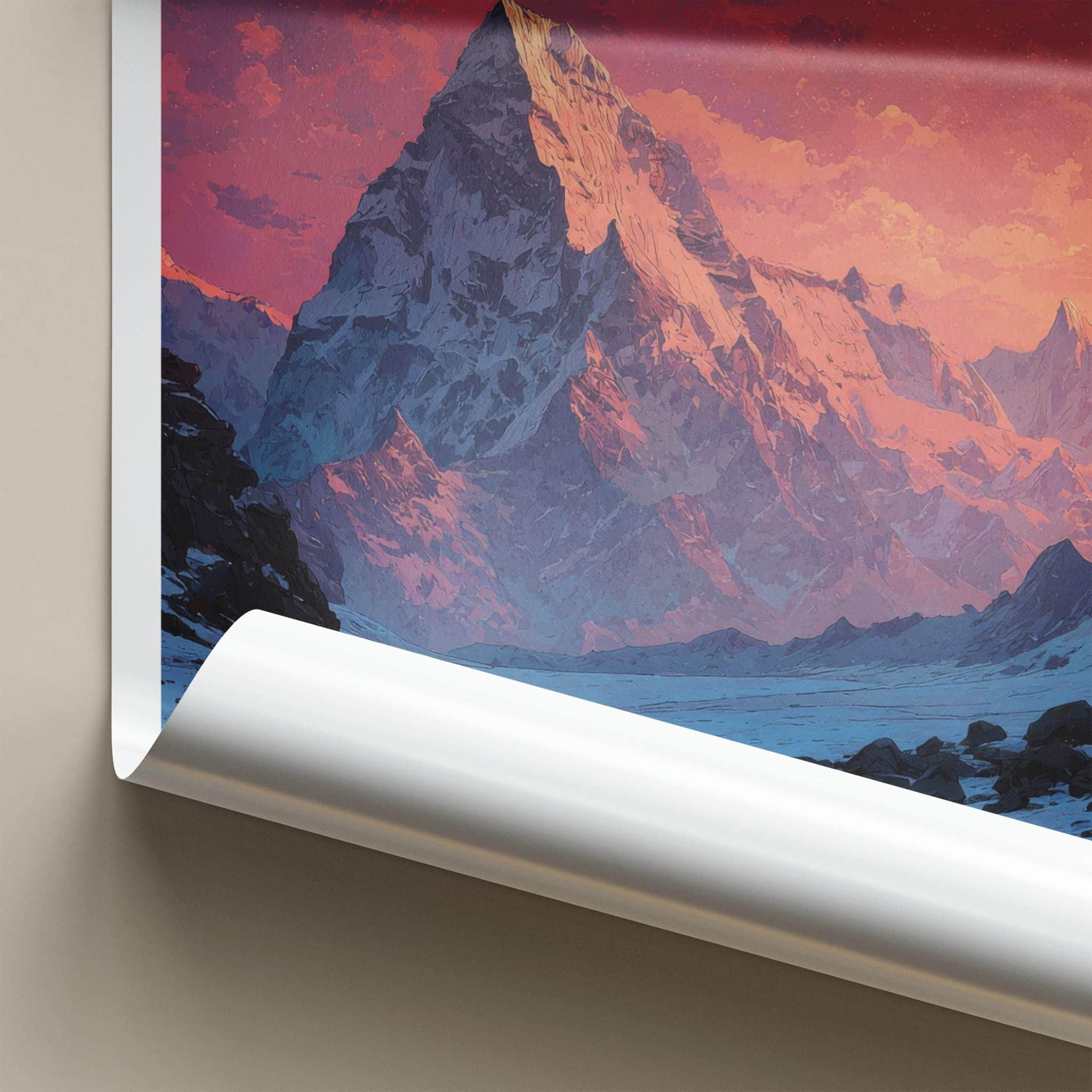 Gauri Parbat Poster - India Wall Art - Uttarakhand Vibrant Mountain Sunset Home Decor