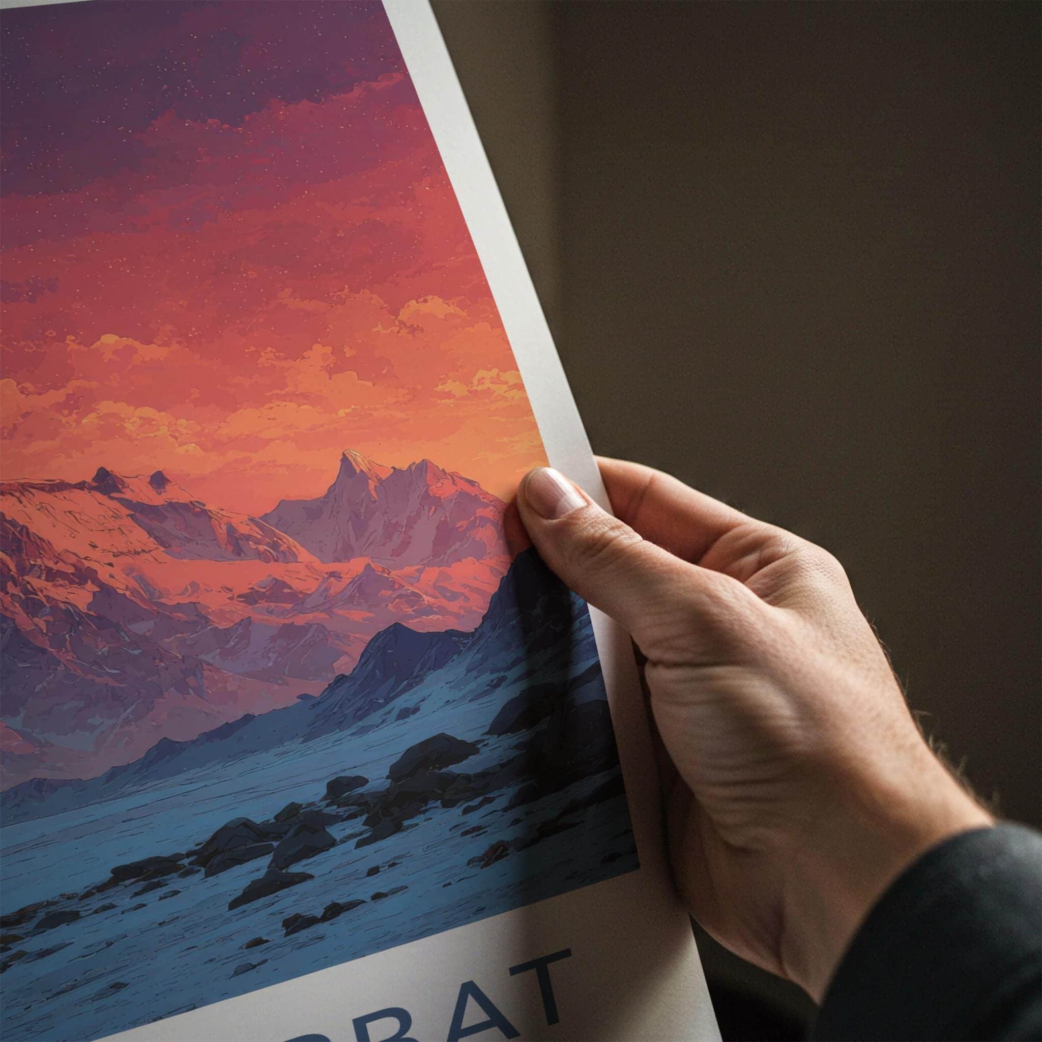 Gauri Parbat Poster - India Wall Art - Uttarakhand Vibrant Mountain Sunset Home Decor