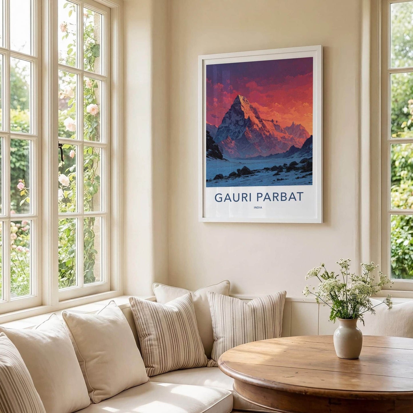 Gauri Parbat Poster - India Wall Art - Uttarakhand Vibrant Mountain Sunset Home Decor