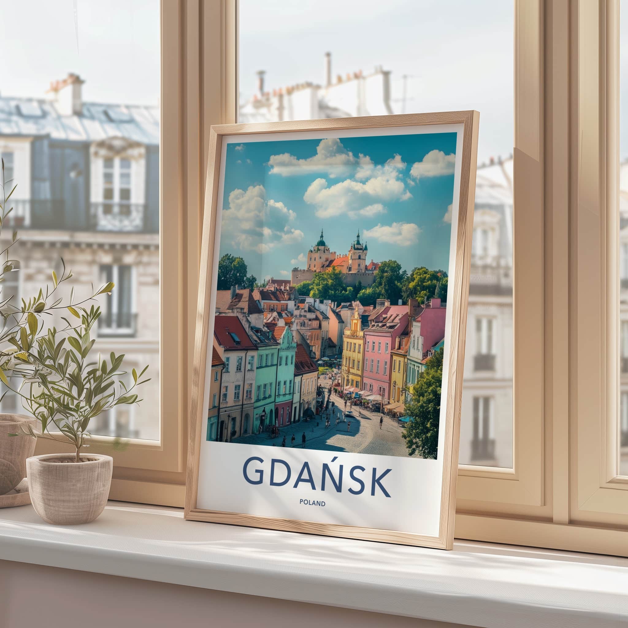 Gdansk Poster - Poland Travel Art - Historic Cityscape View Home Decor