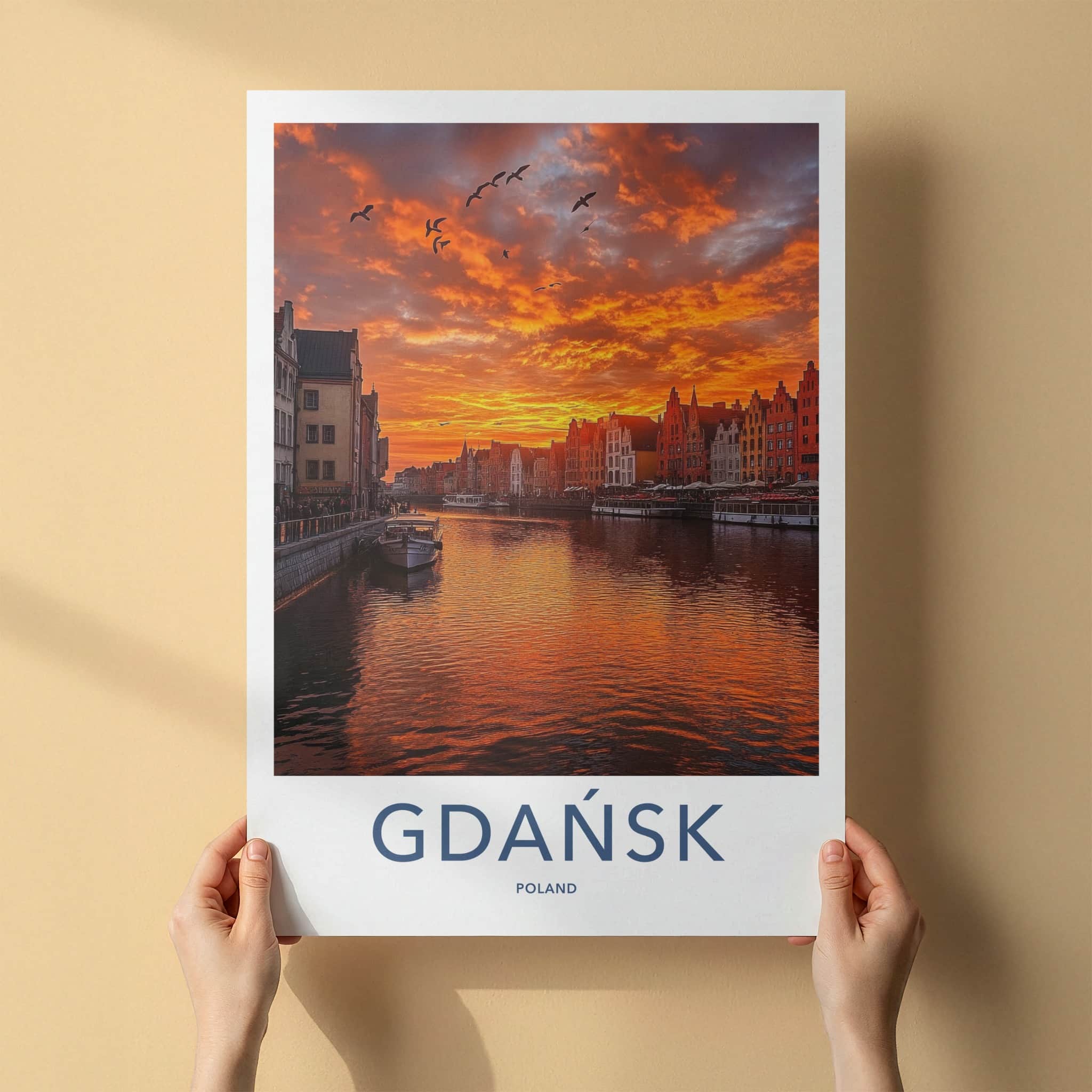 Gdansk Poster - Poland Travel Art - Vibrant City Sunset Home Decor