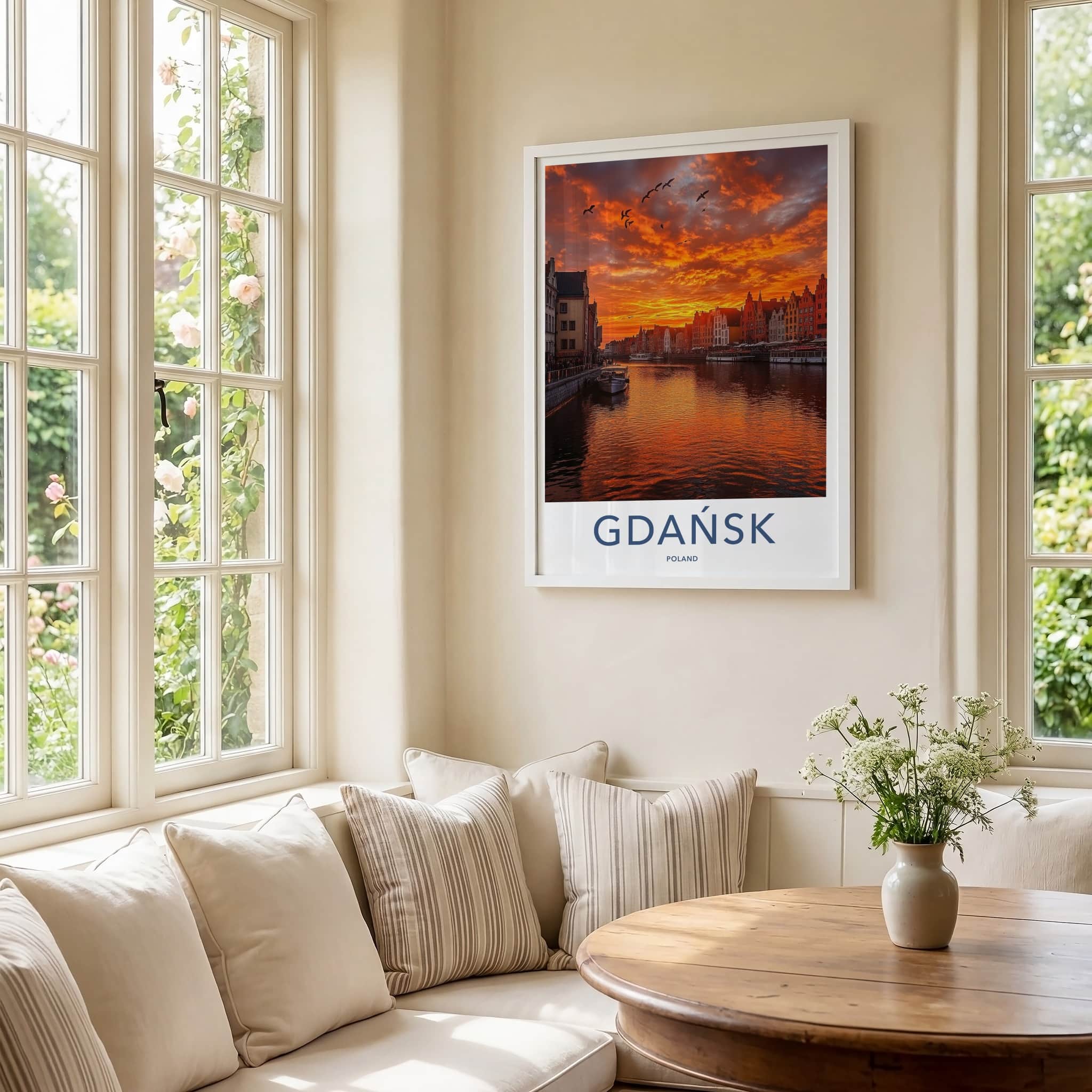 Gdansk Poster - Poland Travel Art - Vibrant City Sunset Home Decor