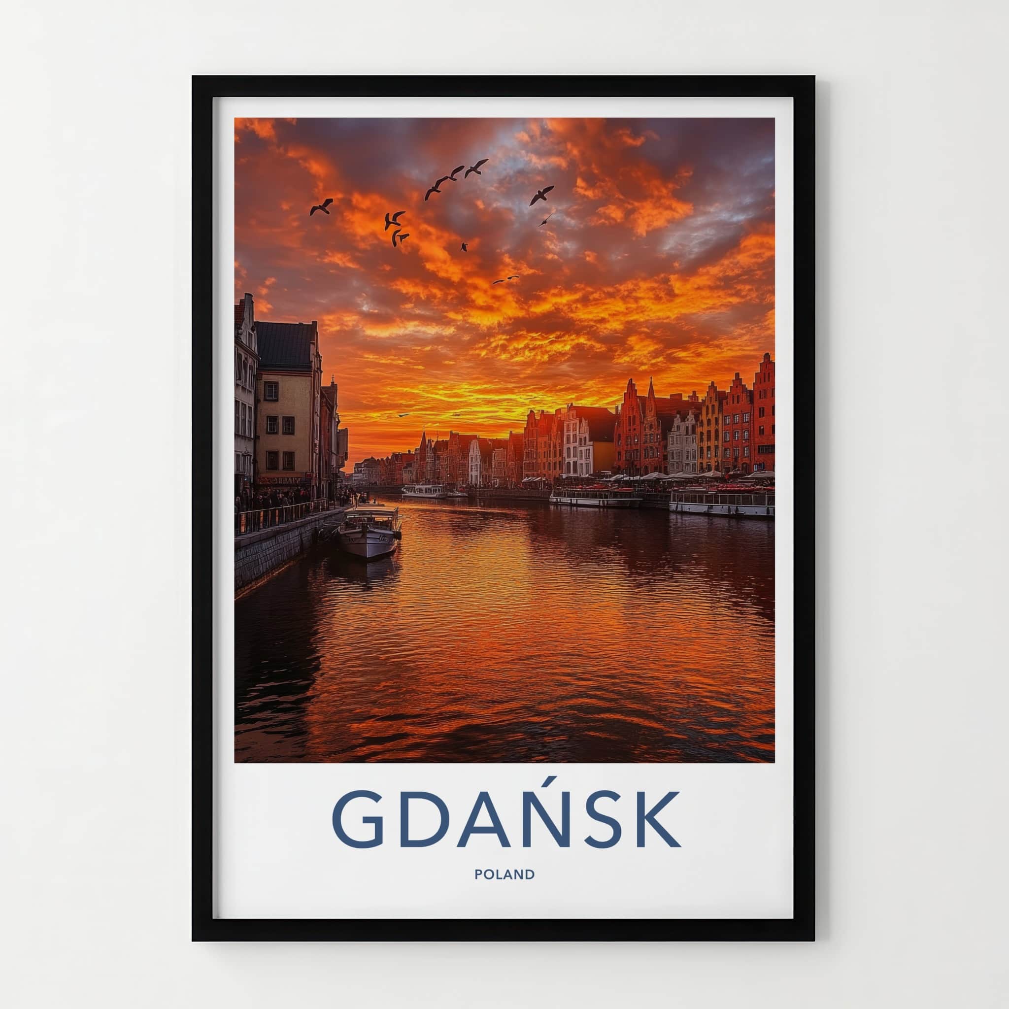 Gdansk Poster - Poland Travel Art - Vibrant City Sunset Home Decor
