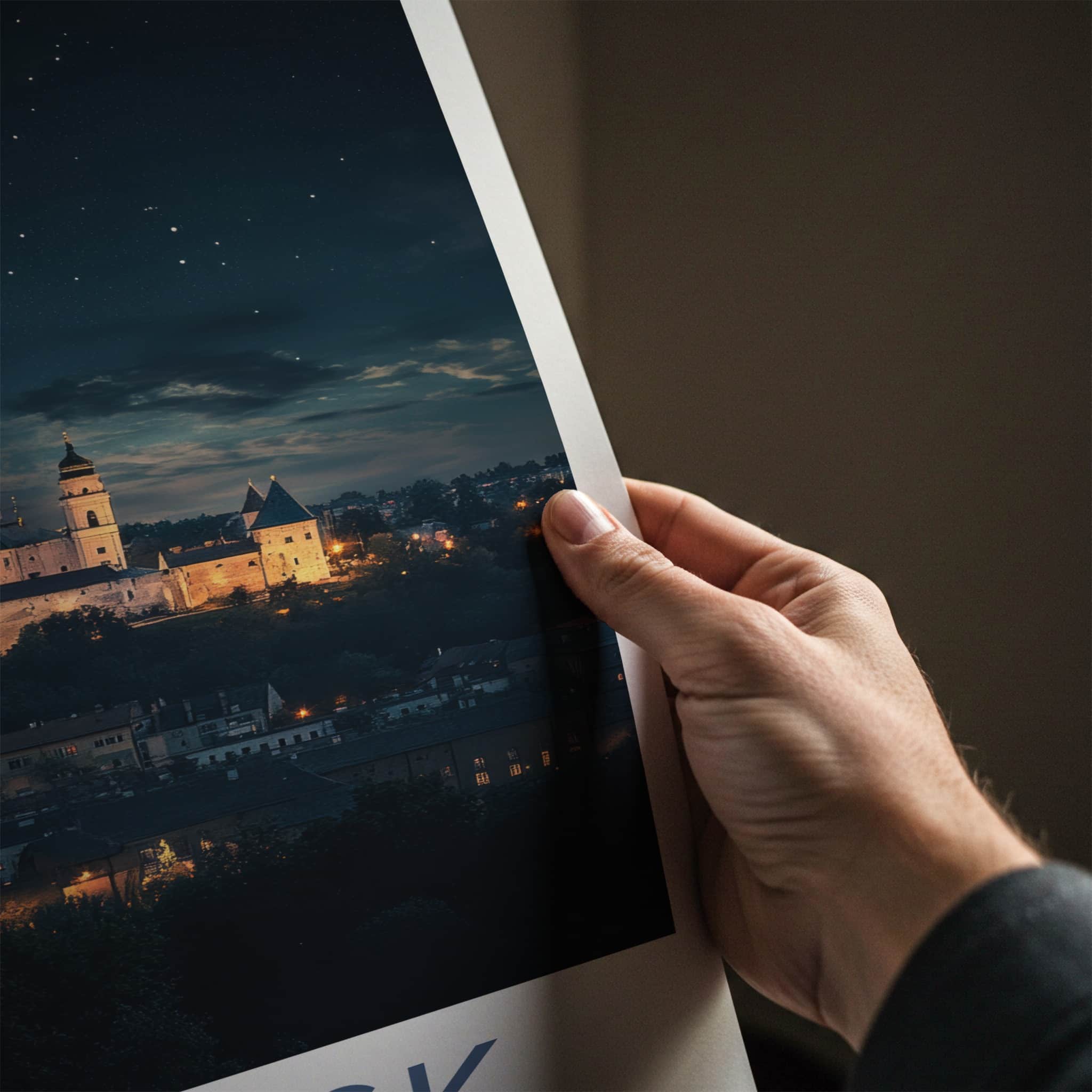 Gdansk Poster - Poland Travel Print - Starry Night Castle Home Decor