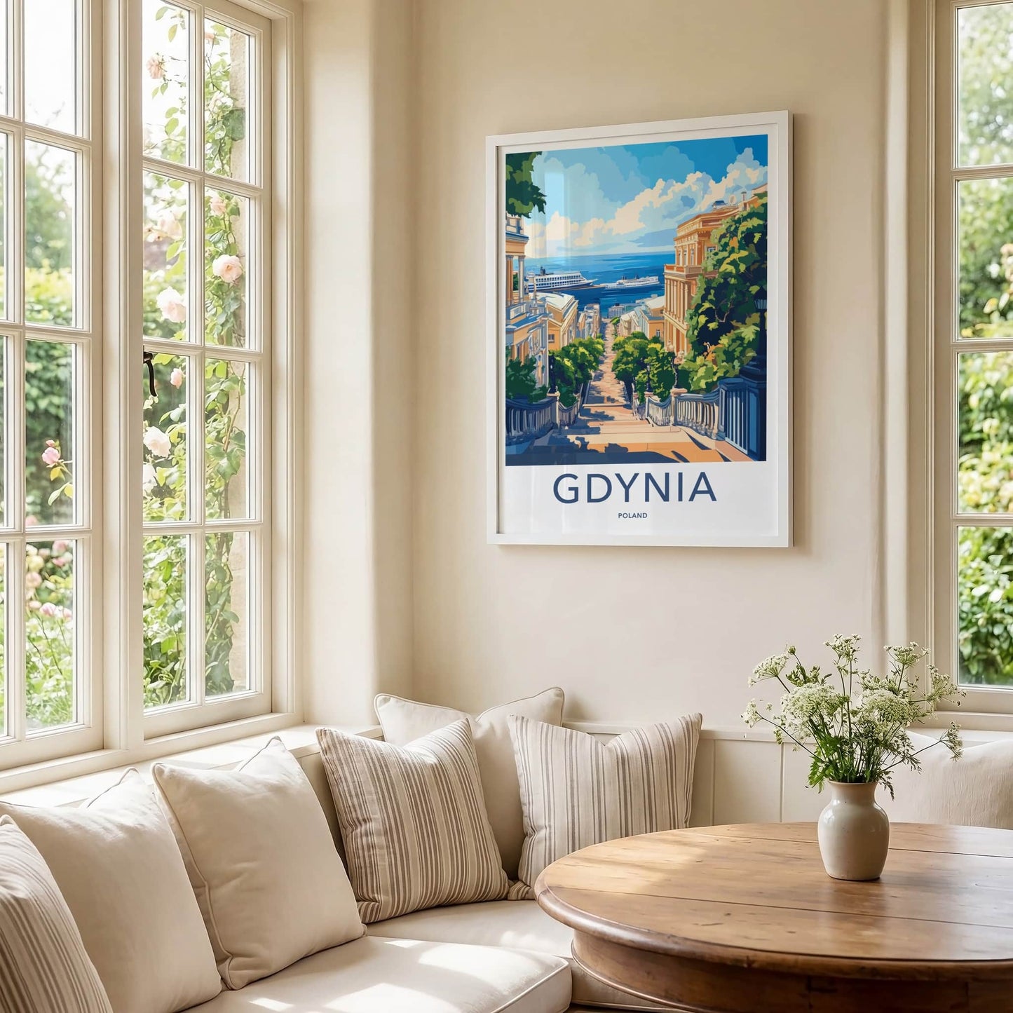 Gdynia Poster - Poland Travel Art - Descending Street Ships Home Decor