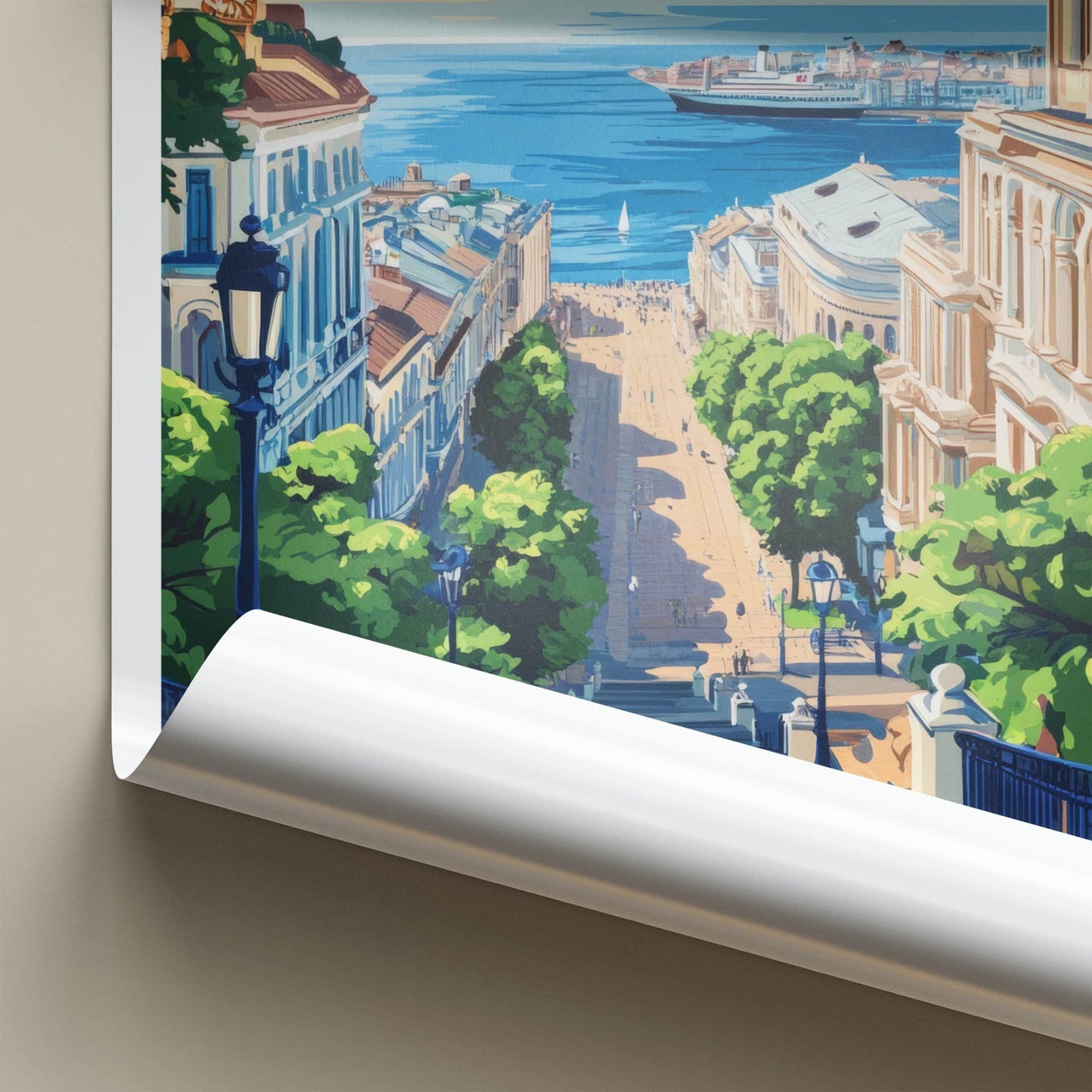 Gdynia Poster - Poland Travel Art - Grand Stairway Harbor Home Decor