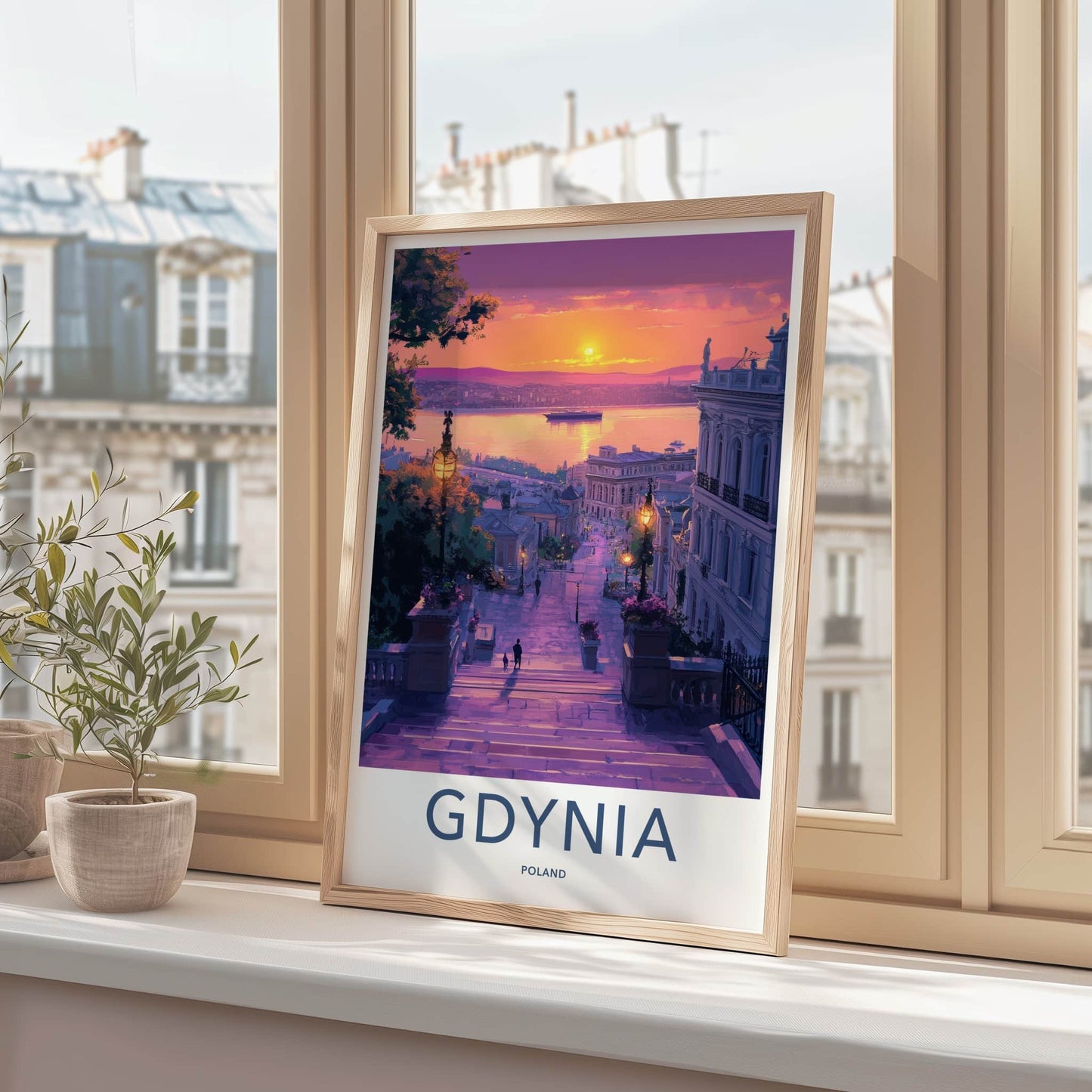 Gdynia Poster - Poland Travel Art - Vibrant Coastal Sunset Home Decor